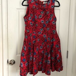 modcloth red floral fit and flare dress